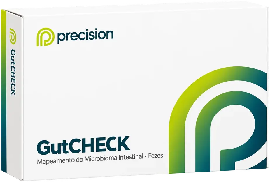Caixa do kit de coleta GutCHECK da Precision — Mapeamento do Microbioma Intestinal, fezes